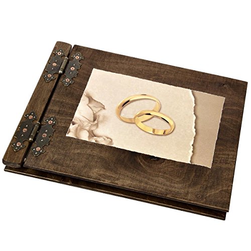 Gästebuch zur Hochzeit - Silberhochzeit 2 goldene Ringe im 3D Format