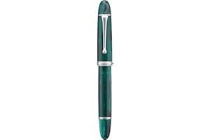 Asvine V800 - Pluma estilográfica, sistema de llenado al vacío con gran capacidad de tinta, punta número 8, punta de 1,1 mm, dibujo artístico de caligrafía con llave, color verde