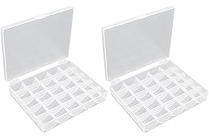 TYFGRT 2 Stück 25-Gitter-Spulenboxen, Nähzubehör-Aufbewahrungsbox, Spulenbox, Transparente Kunststoffbox, Kleinteile-Aufbewahrungsbox, Nähzubehör