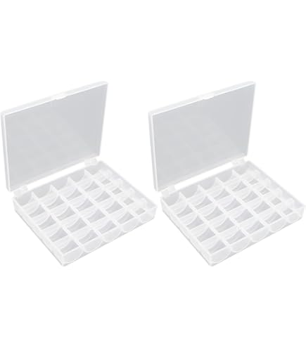 Lot De 25 Canette Machine A Coudre, Bobines Pour Machine à Coudre Universelle En Plastique Avec Boîte De Rangement (Transparente