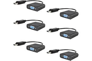 HYNNIO DP to VGA, 6 Pack Gold-Plated DisplayPort to VGA Adapter (Male to Female) for Computer, Desktop, Laptop, PC, Monitor, Projector, HDTV, Chromebook, Raspberry Pi, Roku, Xbox and More - Black