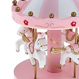 Holz Merry-go-round Karussell Aufzuwickeln Spieluhr Kinder Geschenk-pink - 7