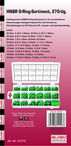 ALKAN O-Ring Dichtring Set 270 tlg. Für KFZ Klimaanlage temperaturbeständig (in der Aufbewahrungsbox / Sortimentsbox) - 2