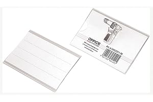 OFFICER PRODUCTS 20023311-90 Lot de 50 badges nominatifs en plastique 90 x 57 mm avec étiquette à insérer et porte-badge avec pince à épingler