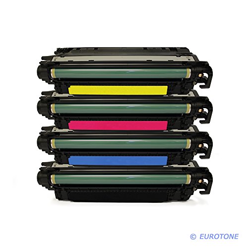 Eurotone High Quality Toner Cartridges remanufactured für HP Color Laserjet CM-3530 / CP-3525 Patronen ersetzten CE250A CE251A CE252A CE253A Patronen im Spar Set - kompatible Premium Kit Alternative - non oem