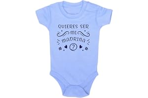Clickink Body bebé Quieres ser mi madrina? Regalo bebé. Regalo divertido. Bebé friki, regalo tía, regalo amiga, regalo madrina. Regalo original. Para bebés. Body bebé algodón. Manga corta.