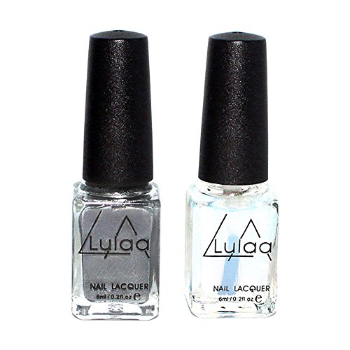 ?HuntGold 2 Stück Spiegel-Effekt Nagellack Silber Farbe Nagelkunst Lack Polnischen Unterlack