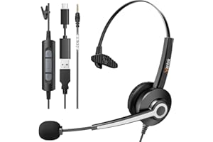Wantek USB Headset with Microphone,Computer Headset with Noise Canceling Microphone for PC Laptop