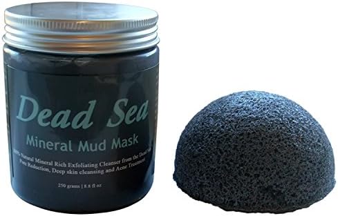 Face Mask Dead Sea Mud Exfoliator Acne Blackhead Remover 100% Natural Mineral Rich Exfoliating Wash, Banishes Pimples, Wrinkles, Oily Skin, Anti Ageing. FREE Konjac Sponge with every order