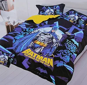 Riftree Glace Cotton Single bedsheet with 1 Pillow Cover PVC Packing-bat-Man