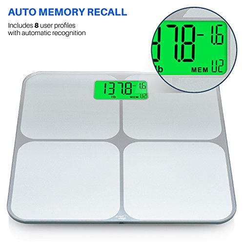 Smart Weigh Digitale Personenwaagen Mit Automatischer Step-On-Erkennung Für 8 Benutzer, Multi-Color Gewichtsänderungserkennung, Memory-Delete-Funktion Und Extra Große Hintergrundbeleuchtung LCD Display - 3