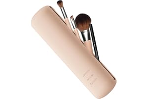 FVION Porte Pinceaux, Étui à Pinceau de Maquillage en Silicone, Support de Maquillage de Voyage avec Fermeture Magnétique - Kaki