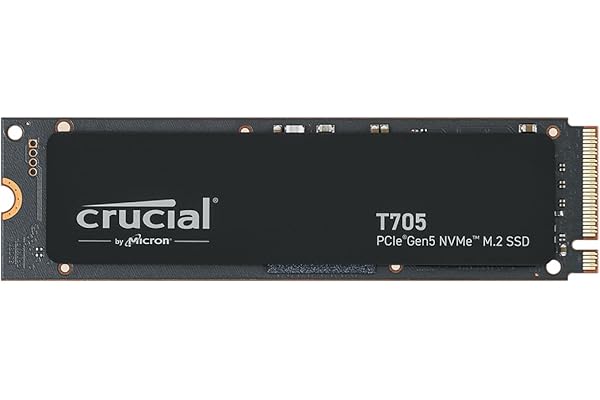 Crucial T705 SSD 1To PCIe Gen5 NVMe M.2 SSD Interne Gaming (Nouveau 2024), Jusqu’à 13.600Mo/s, Microsoft DirectStorage, Rétrocompatibilité PCIe 3.0 et 4.0, Disque Dur SSD - CT1000T705SSD3