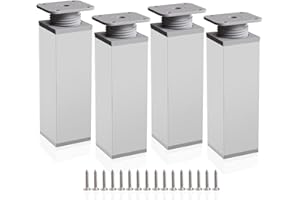 Rusoz Legs for Furniture, 4 Pcs Adjustable Cabinet Legs 150mm Adjustable Height 0-20mm Aluminum Alloy Table Legs for Desk,Sofa and DIY Furniture