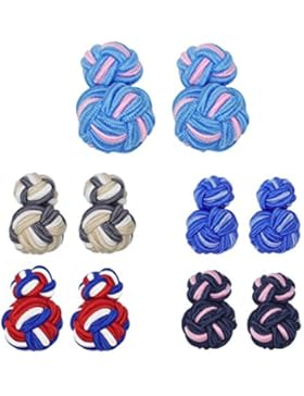 Honey Bear 5 Paar Stoff Manschettenknöpfe Knoten Cufflinks + Geschenk Box Schwarz