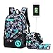 Produktbild Magic Zone Schulrucksack, Unisex Kinder-Rucksack, 3 Sets von Schulrucksack(30 x 15 x 45 cm, 20 liters) + Federmäppchen + Schultertasche, Leuchtende Nacht
