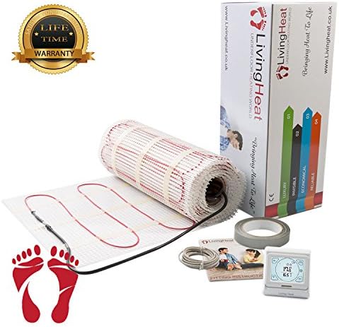 Underfloor Heating Mat Kit with Digital Thermostat 11sqm All Sizes Available. 150w/m2 Electric Under Tile Floor Heating with Lifetime Warranty and Next Day Delivery 11sqm White Digital Thermostat