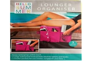 TJ Morris Ltd New Organiser for Sun Lounger with 5 Pockets Best Storage Solution for Beach Holiday Garden Must Have Travel Accessory Lounger Organiser (Pink)