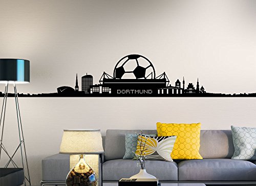 Grandora® W890 Wandtattoo Fußball Fan Dortmund Skyline Wandaufkleber schwarz - 2