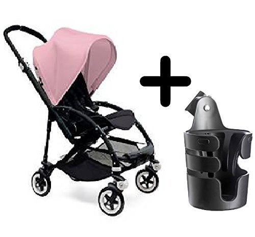 Bugaboo Bee3 Stroller Black/Soft Pink + Bugaboo Cup Holder by Bugaboo