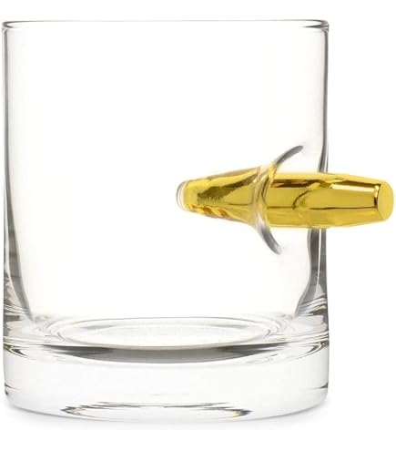 Verres à Whisky Avec Balle Calibre .308 - 2 Pièces, Cristal Sans Plomb, Cadeau Original Pour Homme, Amateur De Bourbon