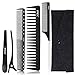 Price comparison product image xnicx Carbon 100% Anti-static Frizz off Professional Styling Comb Set,230 Heat Resistant Detangling comb Pin Tail Comb Cutting Comb with Clips Black