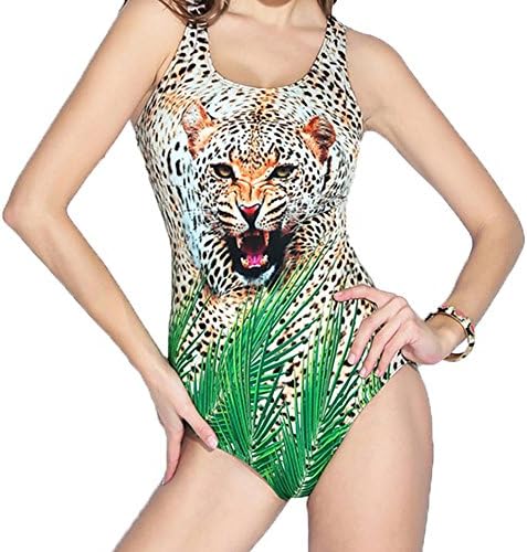 Seasonal Fashion Sexy Creazy Leopard Picture Womens Boyleg Legsuit One Piece Ladies Sport Swimming Costume Swimsuit Beachwear, M
