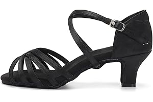 SWDZM Femmes Chaussures de Danse Latine Satin Bout Ouvert Tango Salsa de Salon Chaussures de Danse,Modèle 809QBLS