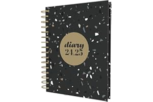 Collins Scandi Kalendarz na pół roku, A5, dzień na stronę, rok akademicki 2024-25, czarne lastryko, dziennik dzienny dla studentów, nauczycieli na papierze z recyklingu, E-PW51M.TZBK-2425, sierpień