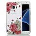 Produktbild Hülle Silikon für Galaxy S7 Edge,Glitzer Hülle für Galaxy S7 Edge,Leeook Luxus Elegante Bling Funkeln Glänzend Glitzer Bunt Weiß Rot Blumen Muster Weich Transparent Kristallklar Ultra Thin Dünn Schutzhülle Protective Skin Back Shinning Cover Etui Schale für Samsung Galaxy S7 Edge + 1 x Schwarze Eingabestift-Weiß Rot Blumen
