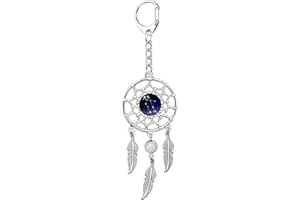 AMOR SPES Dream Catcher Key Chain Twelve Constellations Key Ring Vintage Feather Dream Catcher Keychains Birthday Gifts for Women Men