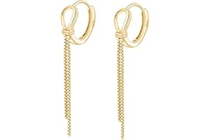 SLUYNZ 925 Pendientes de aro de plata esterlina Borla para mujeres Pendientes de aro colgantes de cadena para niñas adolescentes