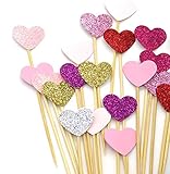 putwo 20 Zählt 6 Farben Pfirsich Herz Kuchen Dekoration Party Supplies Cupcake Topper - 7 Farben