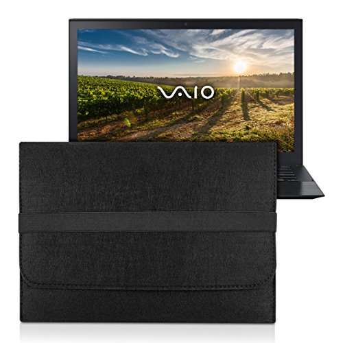 kwmobile Laptoptasche Filz Sleeve für Sony Vaio Pro 13 - Notebook Tasche Schutzhülle Laptop Case Hülle in Schwarz mit Innentaschen