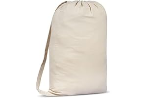 SweetNeedle Premium Canvas Laundry Bag with Shoulder Strap, 75x56 CM 40L - 100% Cotton, Fabric Weave, Highly Durable, Drawstring Cord-Lock, Machine Washable Liner for Hampers, Beige