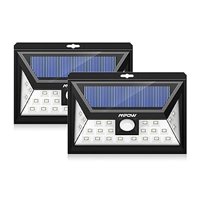 Mpow [2 Pack] 24 LED Lampe Solaire Jardin etanche sans fil, Mpow Luminaire Exterieur Détecteur de Mouvement avec Trois Modes Intelligents Angle réglable de 120 °/ Eclairage Exterieur/Luminaire mural 528 Lumens/Spot Exterieur Pour Jardin,Escalier Exteri…
