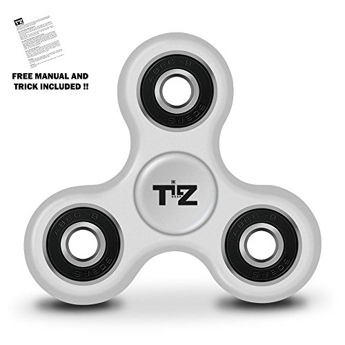 Tri Fidget Spinner Hand Toy High Speed (Si3N4) Hybrid Ceramic Centre Bearing Premium Quality (Non 3D Printed) Ultra Durable Frame, Upgraded, Long Spin up to 3 Minute Spins | Perfect for Increasing Focus Times, EDC, ADHD, Autism, Stress (COMPLIMENTARY USER GUIDE & TRICK INCLUDED IN BOX)- by TILZ GEAR (White)