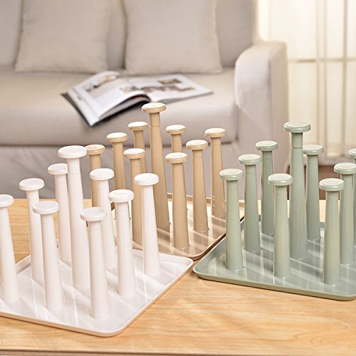 e-meoly Multifunktions Organizer Halter Tasse Trocknen Rack Flasche Trocknen Rack Dish Cup Abtropfgestell, Kitchen Organizer Küchenutensilien Halter weiß - 3