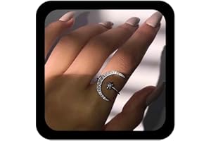 Cimenexe böhmische Halbmondringe Vintage gepflasterter Mond Fingerringe Cz Stern Fingerringe Roségold Kristallknöchelring verstellbarer halboffener Ring Handschmuck für Frauen und Mädchen Geschenke