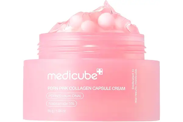 medicube Capsule Cream with Salmon DNA PDRN Pink Collagen | Crema Hidratante Ligera con PDRN y Niacinamida, Mejora el Tono y la Textura de Piel, Hidratación Glow, Cosmética Coreana, 55g