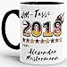 Produktbild Tassendruck Fan-Tasse zur Weltmeisterschaft 2018 personalisierbar mit Wunsch-Name - Individuell/Anpassbar/Fussball/EM/WM/Liga/Pokal/Witzig/Lustig/Mug/Cup/Innen & Henkel Schwarz