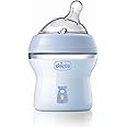 Chicco Natural Feeling Feeding Bottle for Babies, 150ml (0+ Months) |Mother Breast Like Teat| Soft Silicon, Anti-Colic Teat | Angled Teat Suitable for Newborns | with Anti-Drip Cap | BPA Free (Blue)