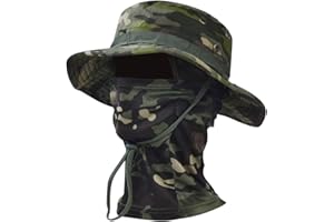 Besforta Camo Boonie Sonnenhut mit Balaclava Gesichtsmaske UV-Schutz Fischerei Hut Eimer Hut für Jagd Wandern Militärische Taktische Safari