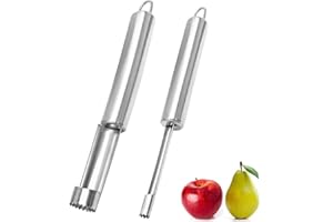 QEDBOJE 2 PCS Togli Torsolo Mela,Levatorsolo per Mele,Denocciolatore di ciliegie,Levatorsoli Mela in Acciaio Inox, Mela o Pera Core Remover Strumento con Manico,Lama Seghettata in Acciaio Inossidabile