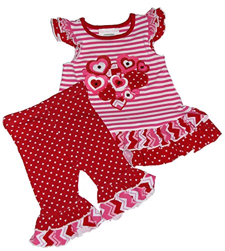 Bonnie Baby Baby Girls' Mix Print Ruffle Valentine Heart Dress/Legging Set 6-9 Months Pink