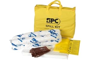 SPC® by Brady Kit Anticontaminación Aceite – Kit para Derrames de Aceite y Líquidos Derivados del Petróleo, Incluye 10 Almohadillas Absorbentes para Aceite, 2 Calcetines, Guantes y Bolsa para Desechos
