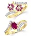 Lady touch Combo of Ruby 24K Gold Plated Cubic Zirconia Rings For Girls & Women RS.340.00
