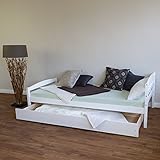 Homestyle4u Funktionsbett Holzbett Kinderbett Jugendbett 90×200 weiß Bettkasten Einzelbett - 7