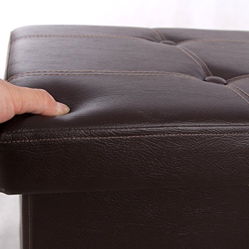Songmics Sitzhocker Sitzbank mit Stauraum faltbar 3-Sitzer belastbar bis 300 kg kunstleder braun 110 x 38 x 38 cm LSF703 - 6