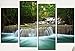 Produktbild obella New Top Art Wand Leinwand Drucke 4 Stück || Forest Wasserfall || modernes Poster Öl Gemälde Prints und Bilder Foto Bild Wall Art Prints auf Leinwand painting für Home Schlafzimmer Wohnzimmer Decor – Rahmenlose Christmas Gifts